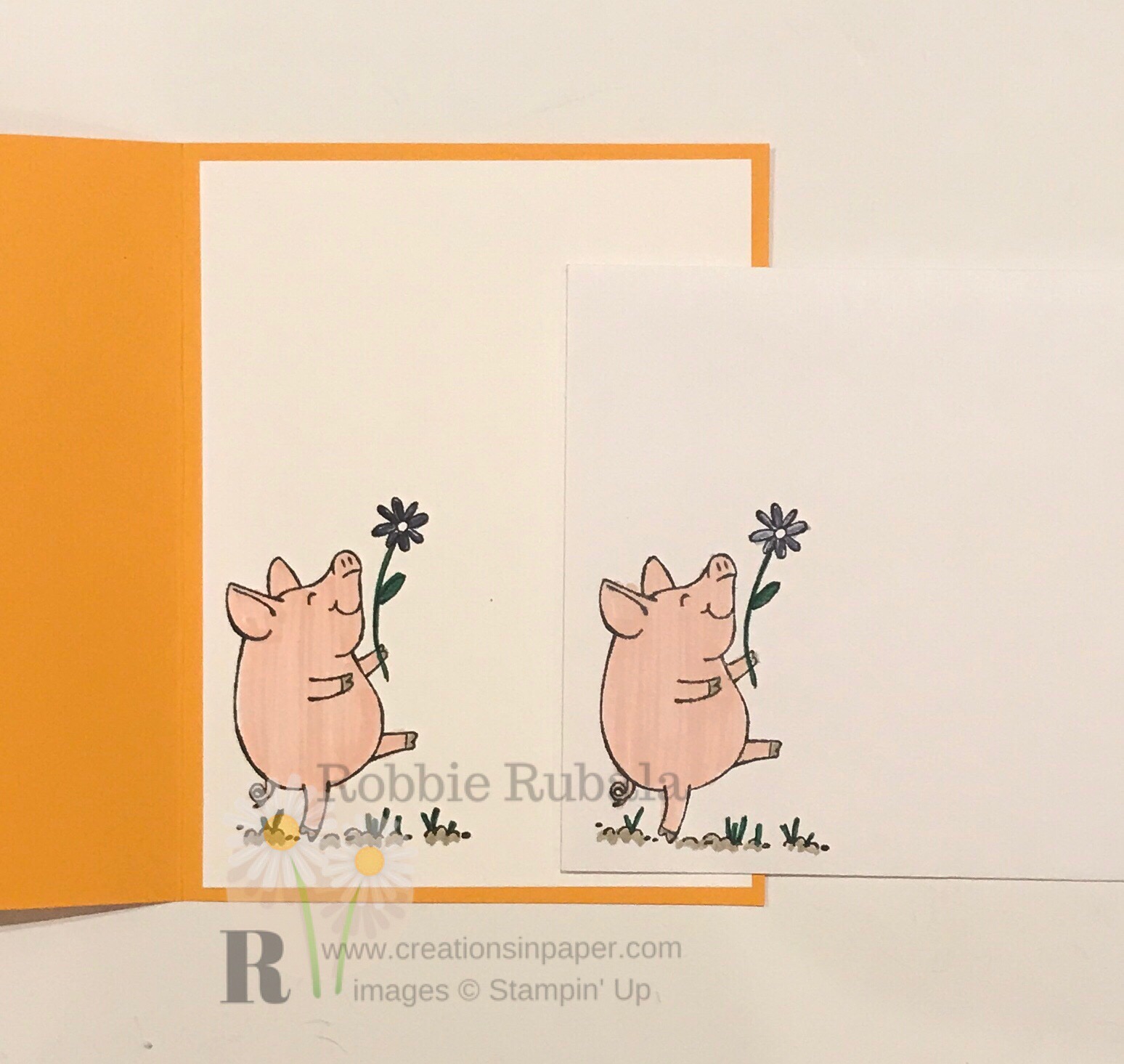 Stampin' Up This Little Piggy Flower - Creations in Paper