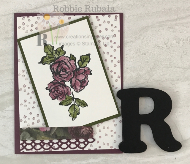 Ever used a long strip stamp to create a background? Here is a Dots and Flowers Handmade Card I made using the strip of dots from a stamp set.