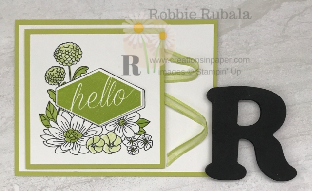 Here is a fun monochromatic card. I used glycerin for coloring the image. Click through to see the video for my Monochromatic Accented Blooms in Lemon Lime Twist.