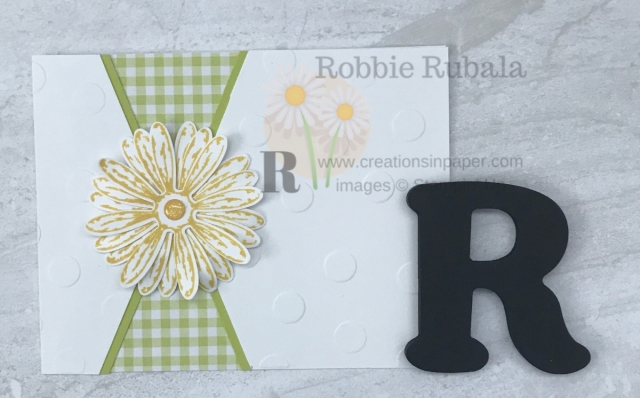 This is a fun card front idea. It is easy to do and I have the video to show you how. Click through for the Daisy Fancy Front Creation video.