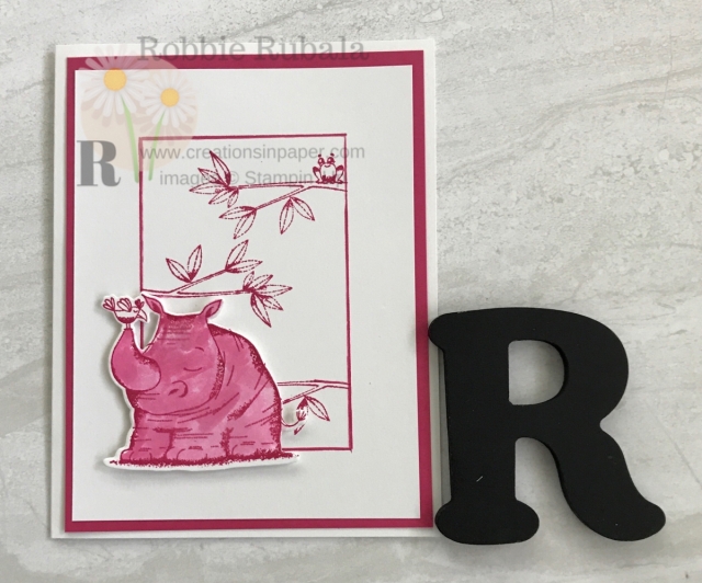 What do you do when you get a stamp set and color that do not go together? You make a pink rhinoceros! Click through to see the video for my How About a Pink Rhinoceros From Animal Outing idea!