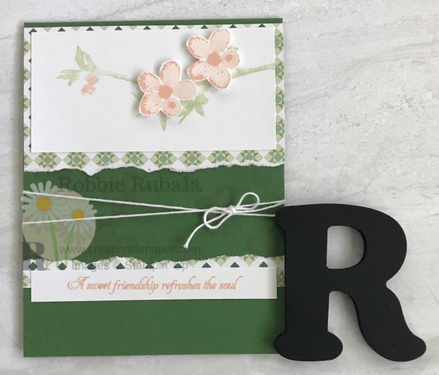 These soft colors are perfect for the bolder green card base. Check all the details for my Soft and Pretty Garden Lane Designer Series Paper Card by clicking the photo.