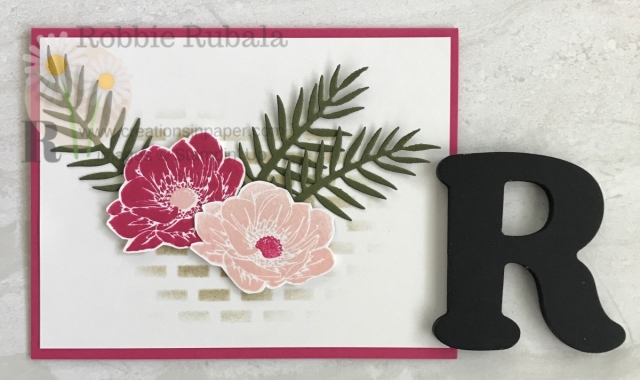 A cute floral card with a simple background is shared today. Click the photo to see the details for the Stampin' Up Floral Essence with a Stencil.