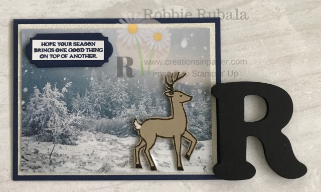 This gorgeous paper is perfect for creating a winter scene. Add a forrest animal and you have a perfect card. Check out the Feels Like Frost Santa's Sleigh creation for an idea.