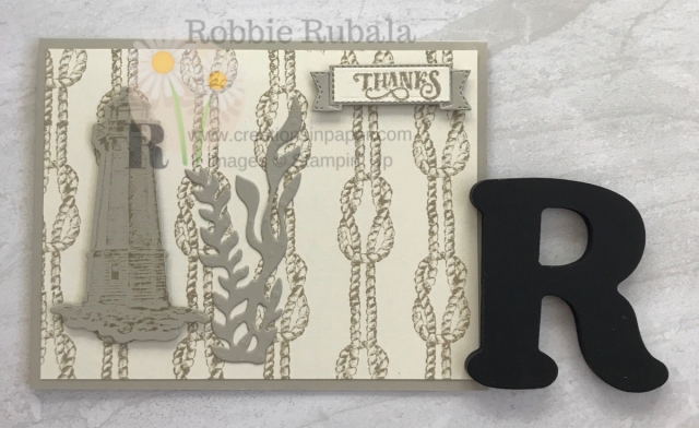 Using an image to create a background is easy with this stamp set. The video shows how easy this masculine Monochromatic Sail Home creation is.