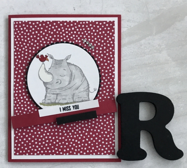 This rhinoceros is so cute. He was perfect for my Animal Outing Kid's Card Idea. A clean and simple idea!