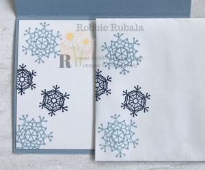 These snowflakes and some designer series paper create a pretty Fast and Fabulous Snowflakes card.