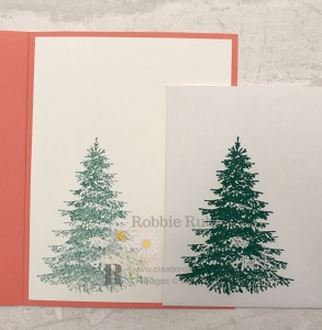 This tree is used with a fun designer series paper and a different color combination. Check out the Let It Snow Winter Woods creation for the details.