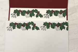 This holly banner is combined with a current set for a great Christmas card. Don't miss the #ShopYourCraftStash Blended Seasons creation.