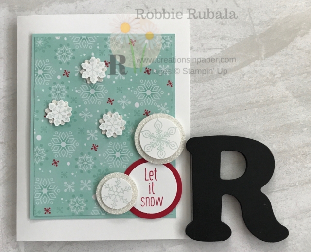 Do you like playing with new sets like I do. I was excited when I got a stamp set that I could use to make this To Every Season With Let It Snow card.