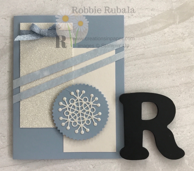 Isn't this a pretty card? I just love this color for winter cards. Get the details for this Fast and Fabulous Seasonal Layers Dies creation.