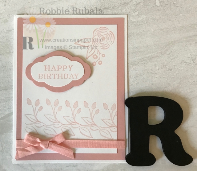 Feminine cards are easy in the right color. Get the details for this Happy Birthday in Blushing Bride creation.