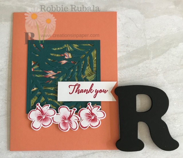 This is a fun thank you card. I used Tropical Chic with Tropical Oasis Designer Series Paper for a fun idea.