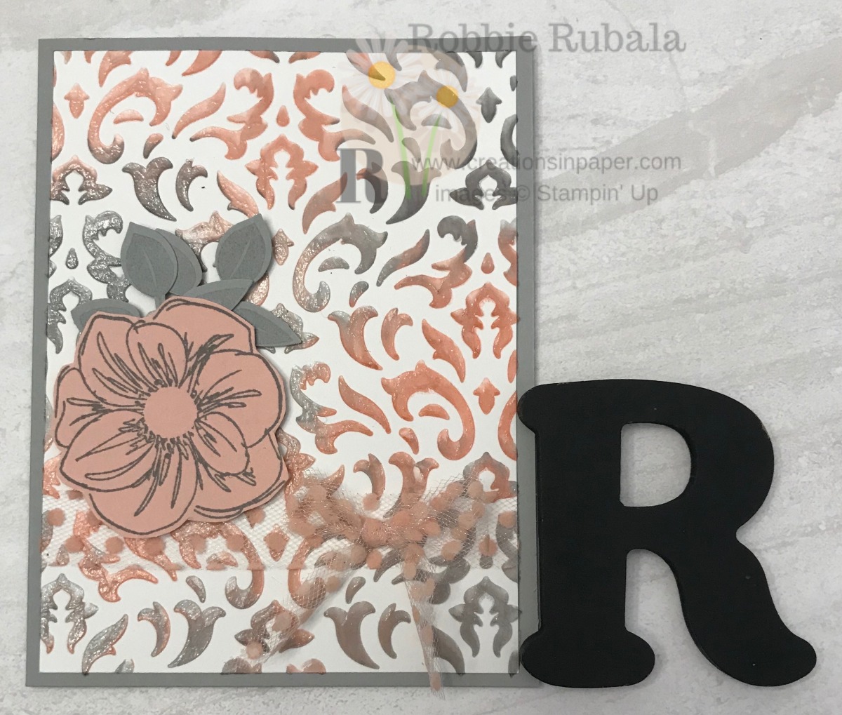 Colored Embossing Paste with a Stencil Creations in Paper