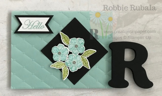 A striking All Occasion card using a set from the Occasions Catalog. This Forever Blossoms Hello creation is easy also. Check it out.