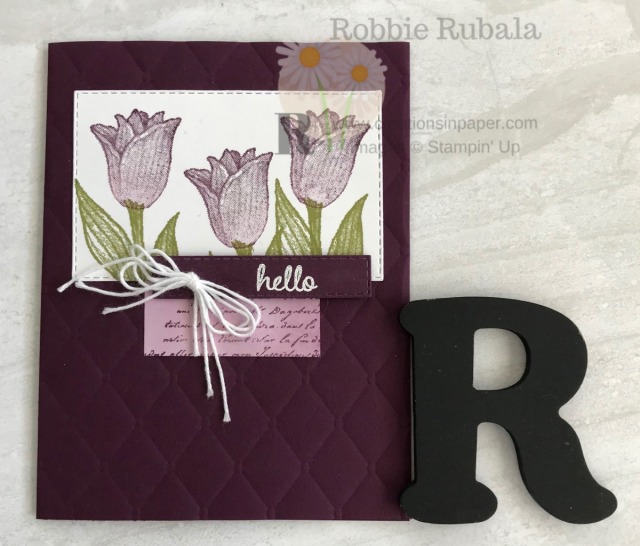 This is such a great All Occasion card. Get all the details for the Timeless Tulips Hello card by clicking the photo.