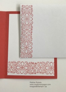 This scroll is a fun stamp in the Ornate Garden stamp set. It is a perfect element to add to your card. See my Terracotta Tile Thanks creation to see how I use it.