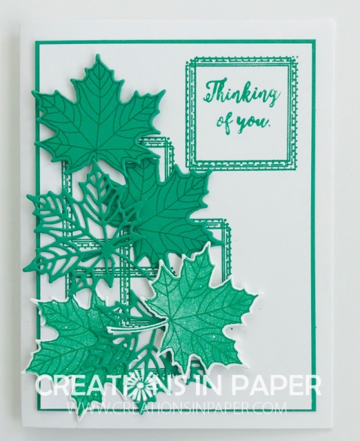 The Call Me Clover In Color is a great green. It was used to make this masculine Spring leaves Thinking of You creation. Get the details for this quick and easy idea.