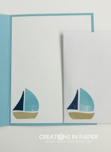 This cute sailboat pairs really well with the Come Sail Away designer series paper. Check out the #ShopYourCraftStash Swirly Bird creation for a great masculine idea.