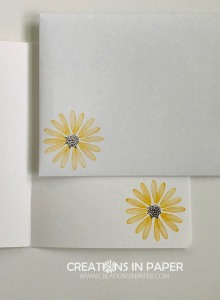 This cute daisy is a hint of one of the elements on the card front. Check out the Quick and Easy You're Fabulous card to see the element I used.