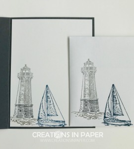 I love using this lighthouse and sailboat for masculine cards. Check out the interesting card creation for the Sailing Home Masculine Idea.