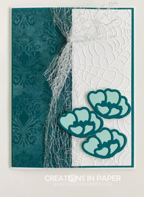 This card uses the Magic in this Night Suite for a non Halloween card. You can even use the Cobwebs embossing folder for texture and it does not look like cobwebs. Check out the Hallows Night Magic Cobwebs idea.