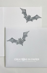 These lacy bats from Stampin' Up's Hallows Night Magic stamp set make a great focal image. Make sure you get the details for the Stampin' Up Magic in this Night Bat card.