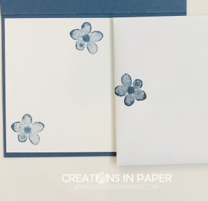 These cute little flowers mimic the flowers on the card front. Check out the card front for the Misty Moonlight with Small Bloom Punch to see a cute friendship card.