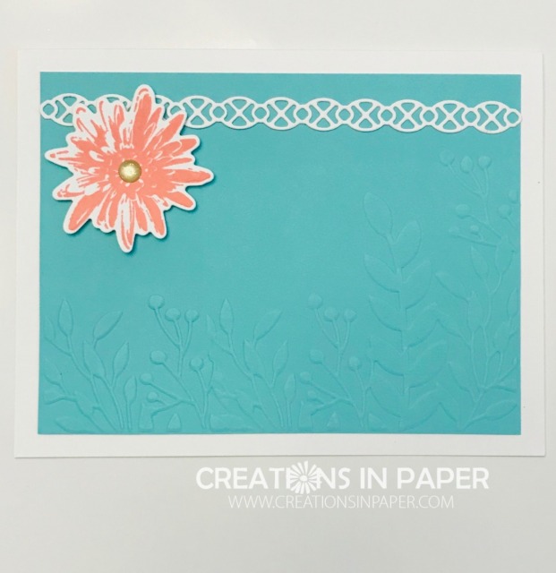 This clean and simple card is a great all occasion card. Check out the video for Positive Thoughts with Greenery Embossing Folder for some great tips.