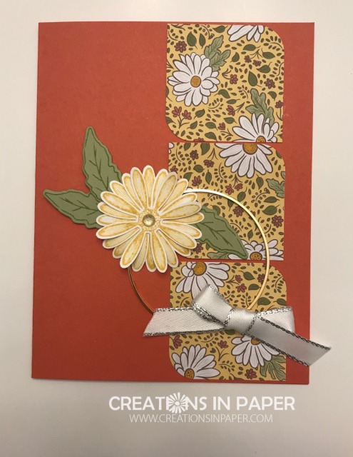 The gold hoops can be the perfect element for a clean and simple card. On the Daisy Lane and Ornate Garden card it adds just the right interest.