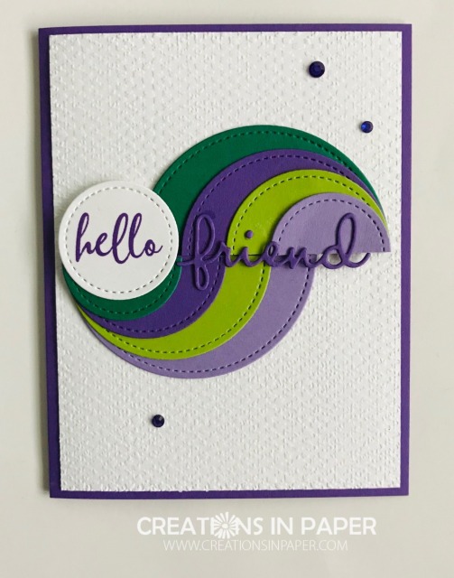 Don't you love that swirl element as the focal image for the card? I used some Circle Dies for a Unique Element on this creation. Check out the details for a few hints as to how you can make your own.