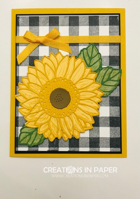 Don't you love this fun sunflower idea? See the supplies on my blog for the Celebrate Sunflowers and Buffalo Check card and order from my online store.