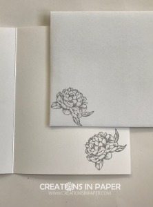 This image coordinates with the Peony Garden designer series paper. It is perfect for decorating the inside of your envelope. Check out how I created a Clean and Simple Peony Garden Thanks card using the coordinating paper.