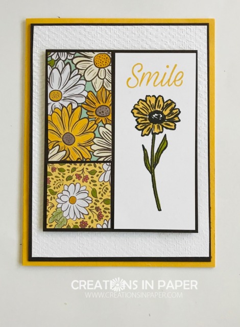 Isn't this card gorgeous? The colors seem to pop off the photo. See the Four Season Floral with Ornate Garden card.