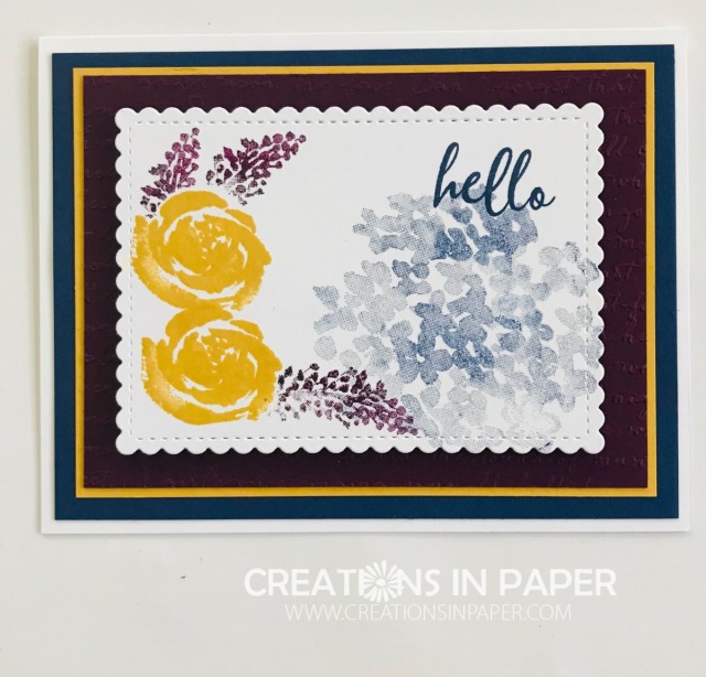 A cute All Occasion card is to create when you have the right set. Check out the Beautiful Friendship Hello Card and order the supplies used from my online store to make you version of this card.