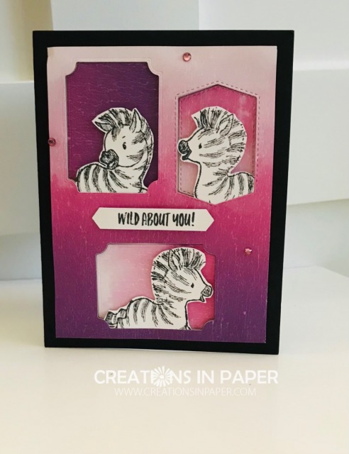 This frame idea is so cute with these zebras. It is easy using your diea and some designer series paper. Check out the Zany Zebras Framed card for th supplies you need to make this idea.