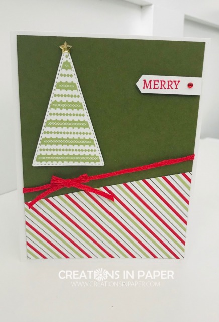 Don't you love the angled piece of designer series paper? It is a great way to add interest to your card. It also makes for A Quick and Easy Christmas Card!