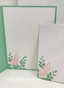 Don't you just love this pink and green color combination!  You have got to check out the card front to see how I use the colors and a square frame as the focal point for the Nature's Thoughts All Occasion Card.