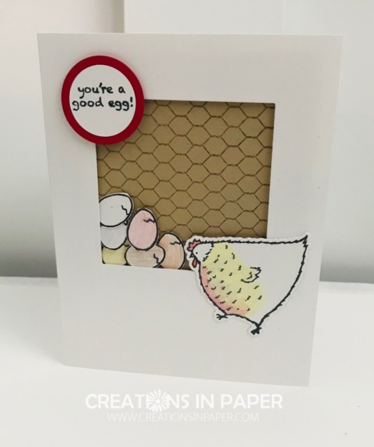 I love this cute little fat chick! This great card was made using Stampin' Up's Hey Chick stamp set. It will be rereleased in February with coordinating dies. Order yours to make some great cards.