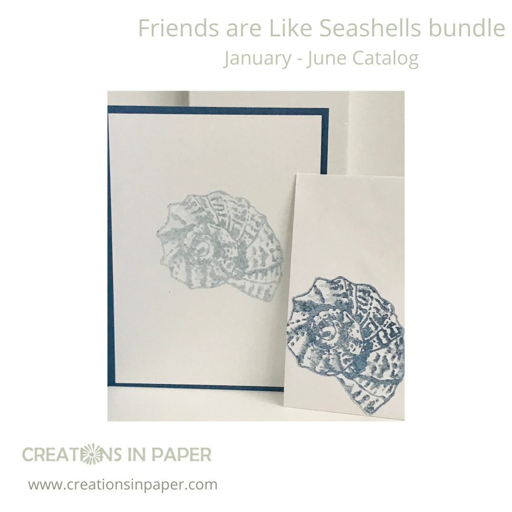 This large seashell is perfect for clean and simple cards. See how I used it with Stampin' Up Beauty of the Earth patterned paper for a clean and easy card.