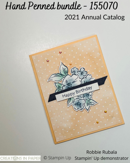 Isn't this a pretty card?  I love the Papaya with the Misty Moonlight color combo.  This is an easy birthday card and was just one of the Stampin' Up OnStage Online Sample cards I made.