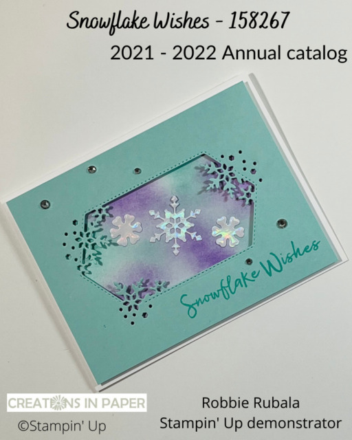 The blended background for this Stampin' Up Snowflake Wishes is perfect for winter cards.  Check out those die cut snowflakes.  Watch the video showing what I used to die cut them.