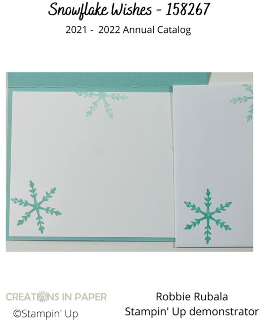 The stamp set has a variety of snowflakes you can use to decorate the inside of your card and envelope.  Make sure you check out the card front to see the Stampin' Up Snowflake Wishes Thanks creation.