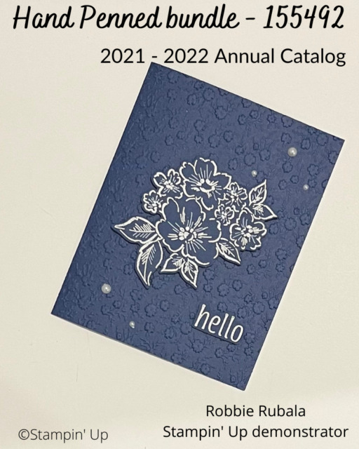 Look at the added accents added on the image for the Stampin' Up Hand Penned Petals Navy Accents card.  This is a great technique to use on dark cardstock.  What color would you have used for this idea?