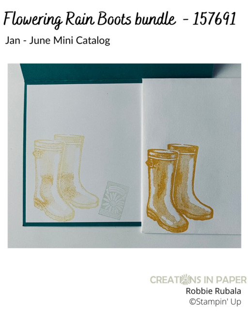 The Stampin' Up Flowering Rain Boots in Just Jade uses those adorable boots for a great encouragement card.  This is the perfect card to send out when you need it.  Get all the details and order your bundle to make this card on my blog