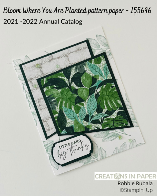 This paper is great for nature lovers.  The plants and brick wall pattern makes it easy to create fun cards.  See how to make the Stampin' Up Bloom Where You Are Planted card.