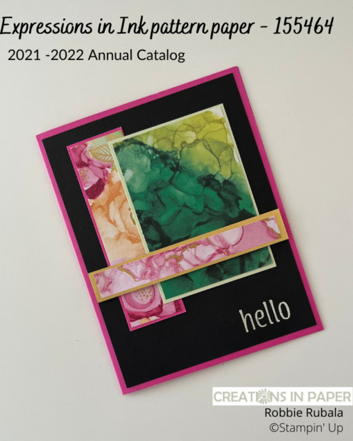 Look at this gorgeous paper!  The bright colors  are perfect together.  Using the black makes the Stampin' Up Expressions in Ink pattern paper pop. Don't miss the details!