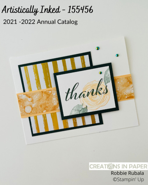 What a great layout for combining pattern paper.  You don't need large pieces which makes it a great stash buster.  Click to get the details and measurements for the Stampin' Up Artistically Inked creation.