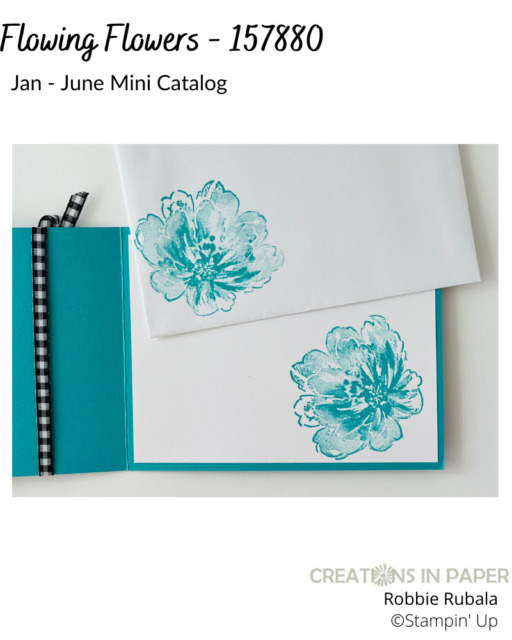 This image is perfect for the card front.  I used 2 of my favorite color combos for this one.  Don't miss seeing the details for the Stampin' Up Flowing Flowers - stamping on vellum card.