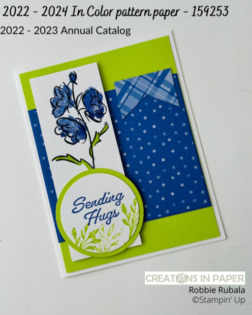Look at those bright bold colors!  The new 2022 - 2024 In Color pattern paper make creating this card super easy.  Check out all the details!
